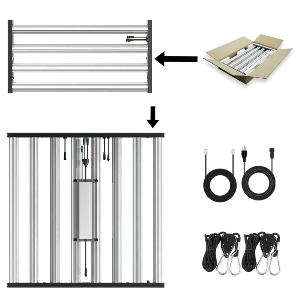 Phlizon FD9600 1000W Plant Led Grow Light for 4x4 5x5 6x6 7x7ft Indoor Commercial Plants Daisy Chain Dimmable Grow Light Brand Driver Foldable Full Spectrum UV IR Growing Lamps