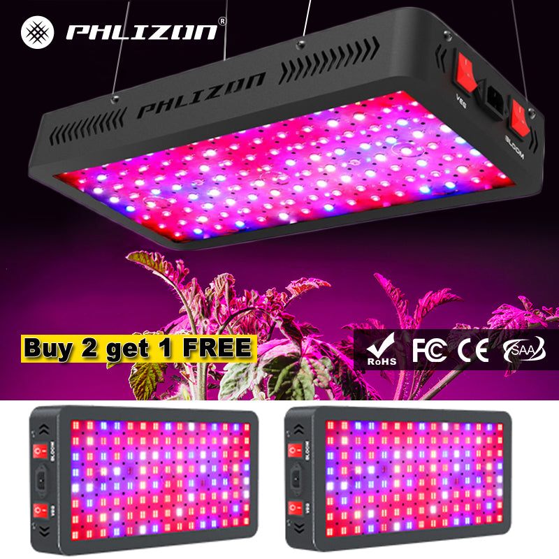 Buy 2 get 1 FREE PHLIZON PHD12 240W Full-spectrum UV/IR LED Grow Light  Dual-channel for 3x3ft 4x4ft