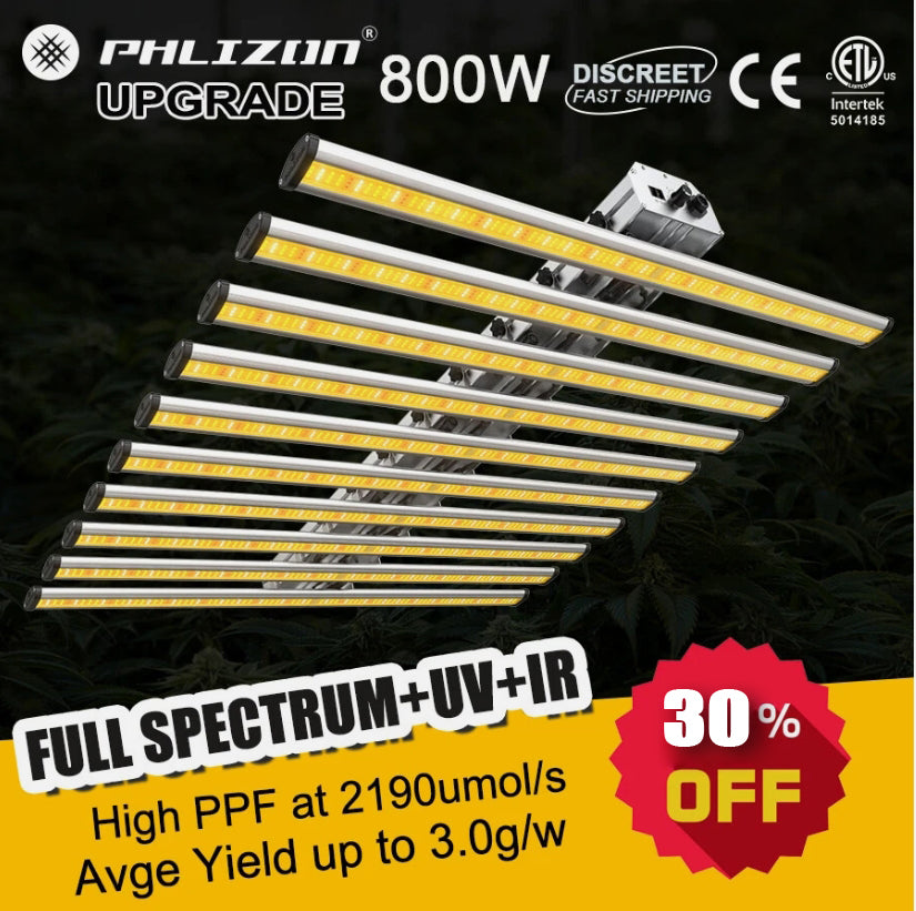PHLIZON PH-B10-D 800W Luz de cultivo LED regulable de espectro completo con LED Samsung 281B