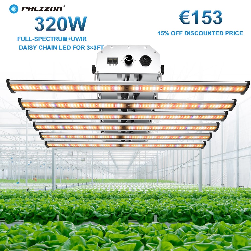 PHLIZON PH-B6 320W de espectro completo regulable UV/IR LED Grow Light con Samsung 281B LED 