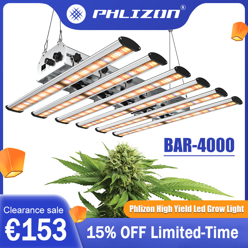PHLIZON PHB6 320W Full-spectrum+UV/IR Daisy Chain Dimmable Cost-effective High-yield Commercial LED Grow Light for 3×3FT