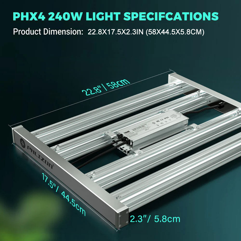 PHLIZON (PRO-2000) PHX4 240 W dimmbares Vollspektrum-LED-Wachstumslicht mit Samsung 281B LED