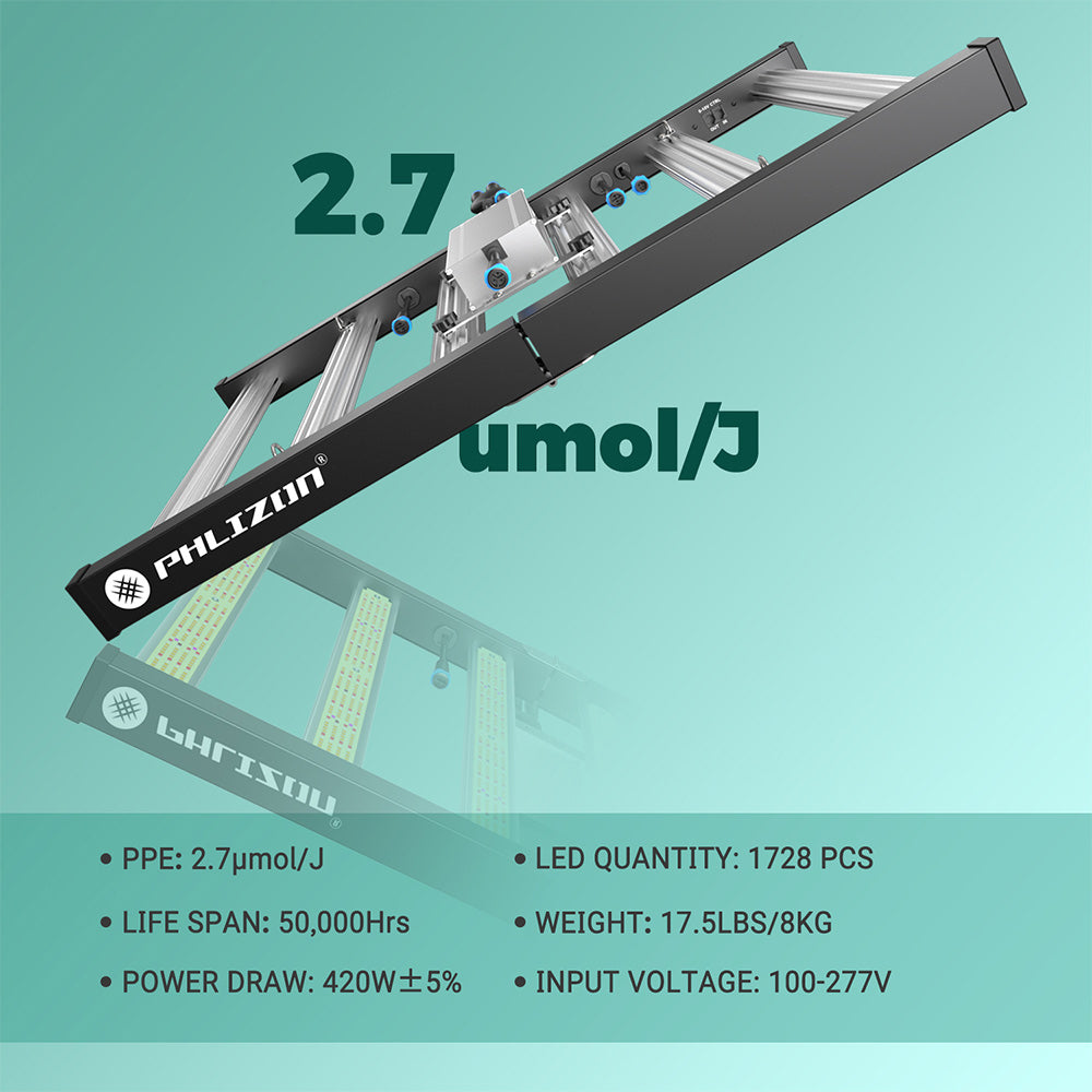 PHLIZON FD4000 420W Full-spectrum Daisy Chain Dimmable Cost-effective High-yield Commercial LED Grow Light for 4×4