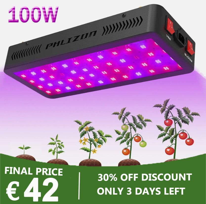 PHLIZON PH-D6 100W Dual-channel Full-spectrum+UV/IR LED Grow Light for 2X2ft