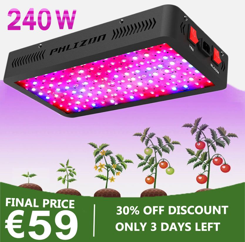 PHLIZON PHD12 240W Full-spectrum UV/IR LED Grow Light  Dual-channel for 3x3ft 4x4ft