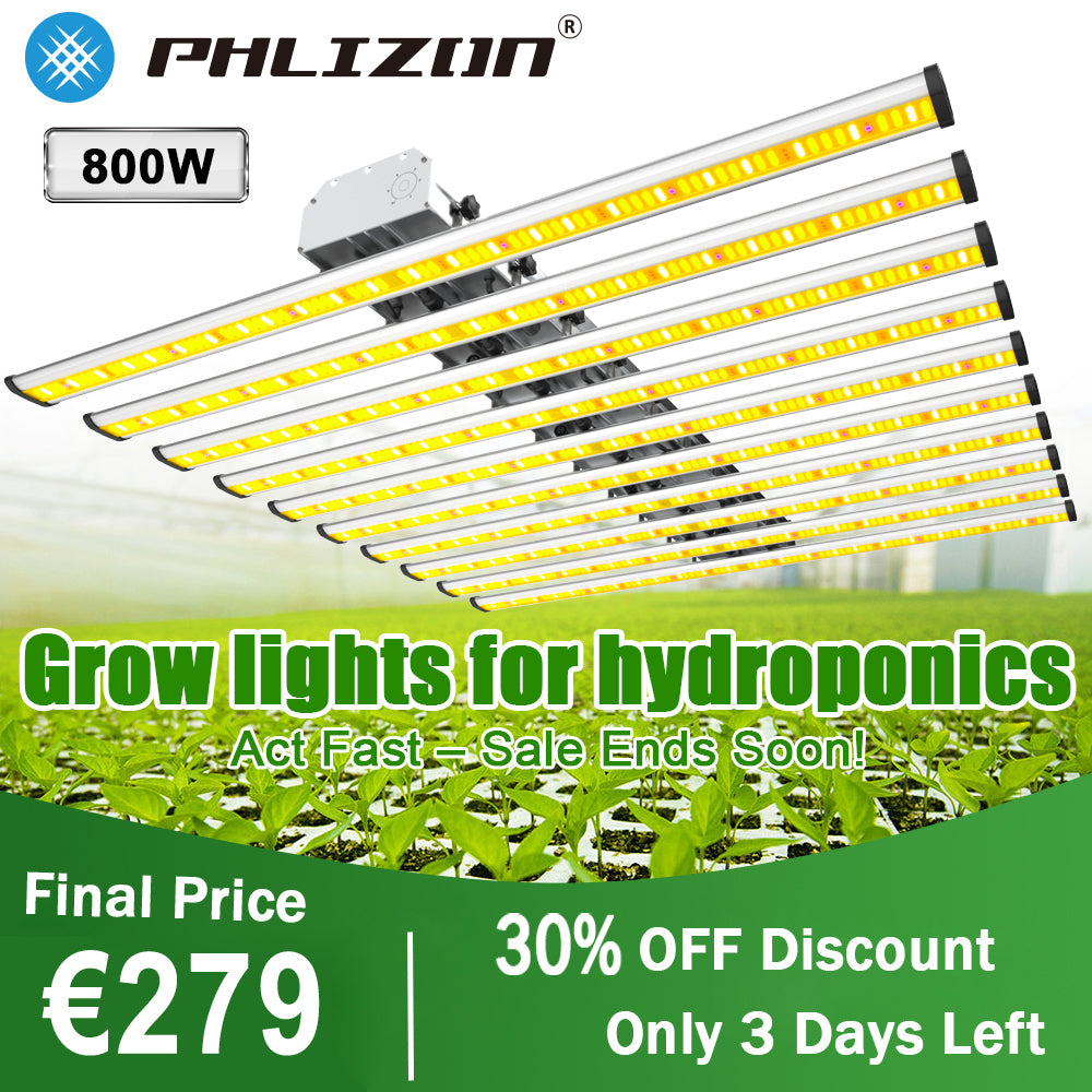 PHLIZON PH-B10 PLUS 800W Full-spectrum+UV/IR Daisy Chain Dimmable Cost-effective High-yield Commercial LED Grow Light for 5×5FT